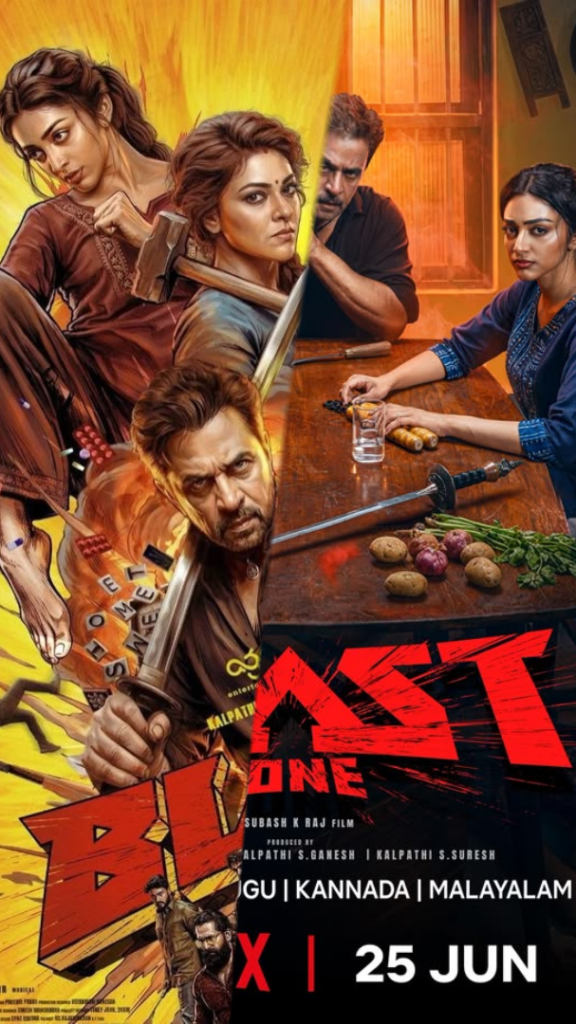 Blast movie 2026 poster featuring Arjun Sarja and Preity Mukhundhan
